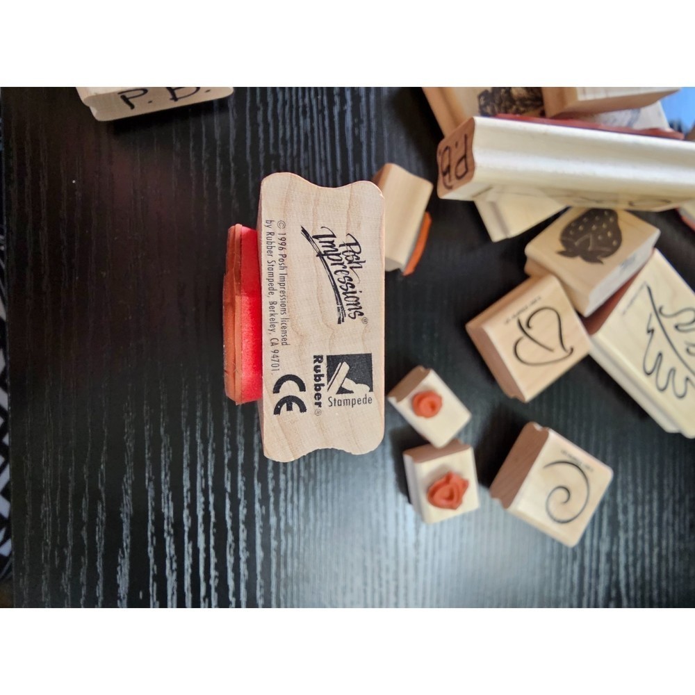 Wooden Rubber Stamps Lot of 33 Variety of Sizes - Picture 12 of 12